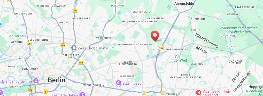 Das Bild zeigt ein Bildausschnitt von Google Maps zum Standort von Autolack-Karosserie.Berlin